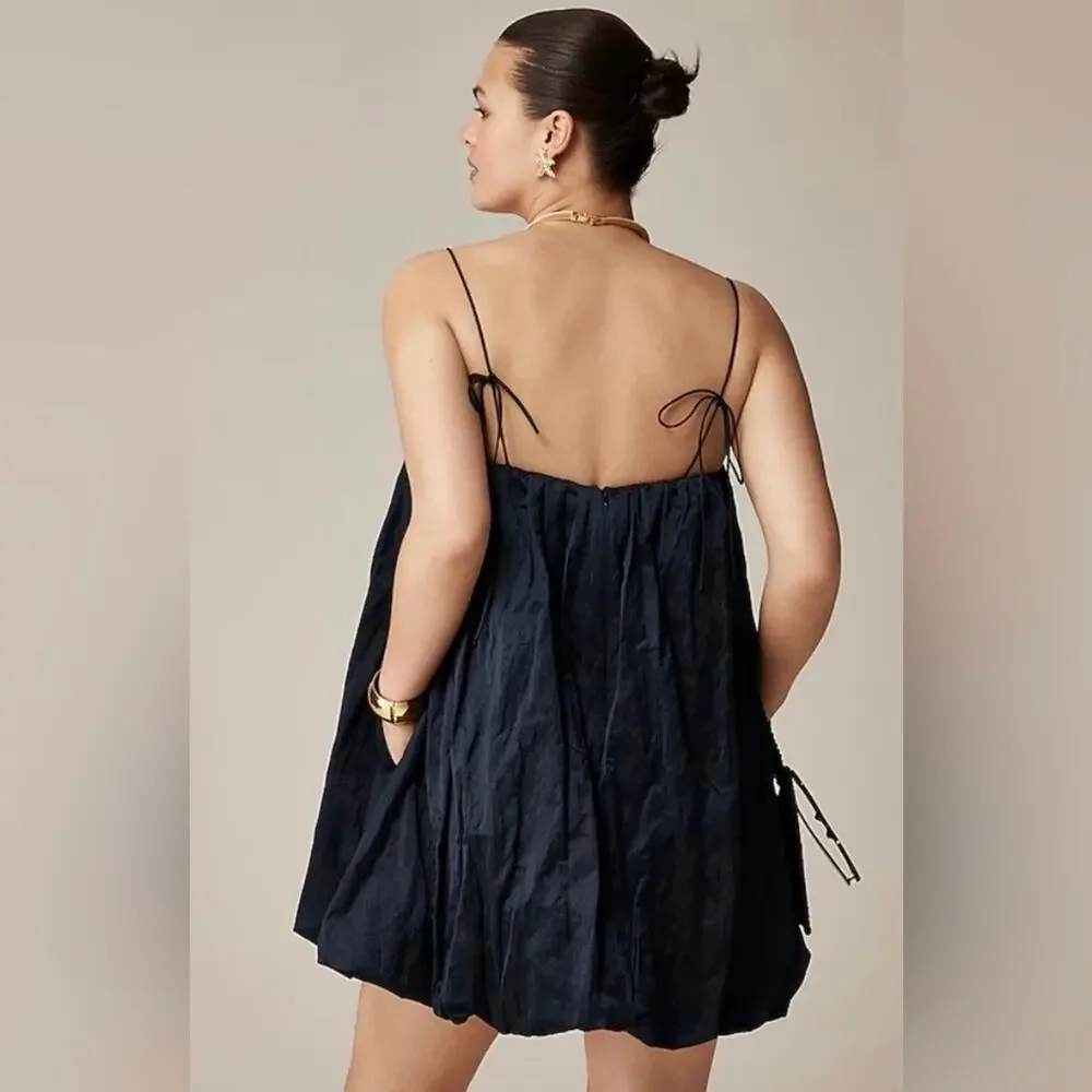 J. Crew Collection Black Satin Mini Bubble Dress - size 4